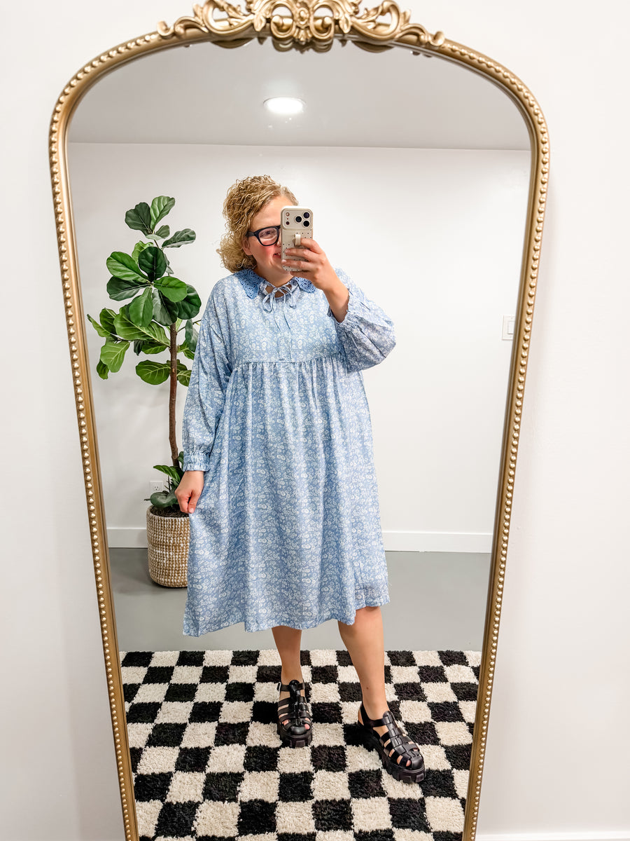 The Blue Jay Collared Dress – The Velvet Bow Boutique