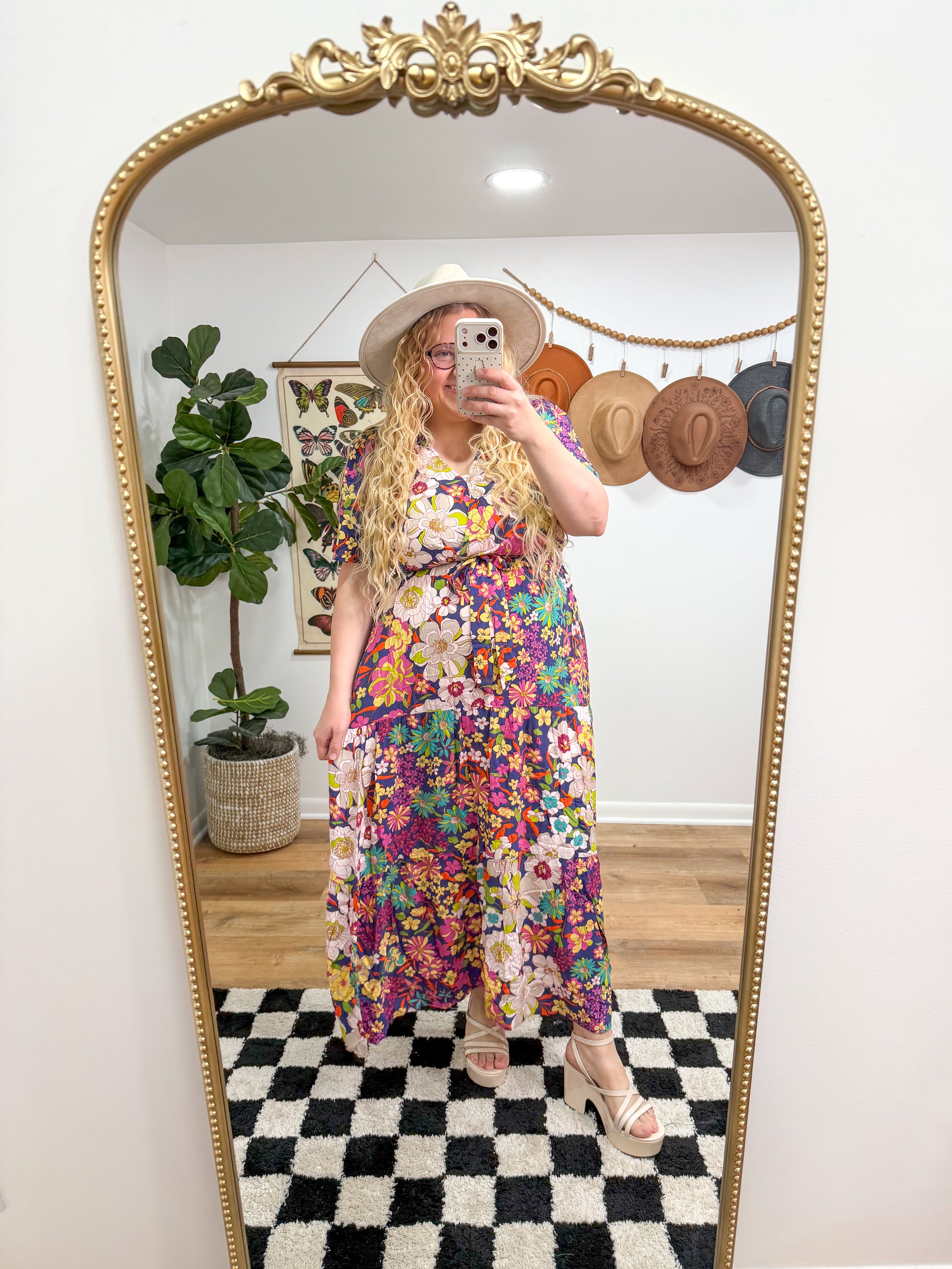 full bloom maxi dress Full Bloom Mock Neck Bubble Sleeve Maxi Dress for Tea Parties & Holiday Celebrations pink L